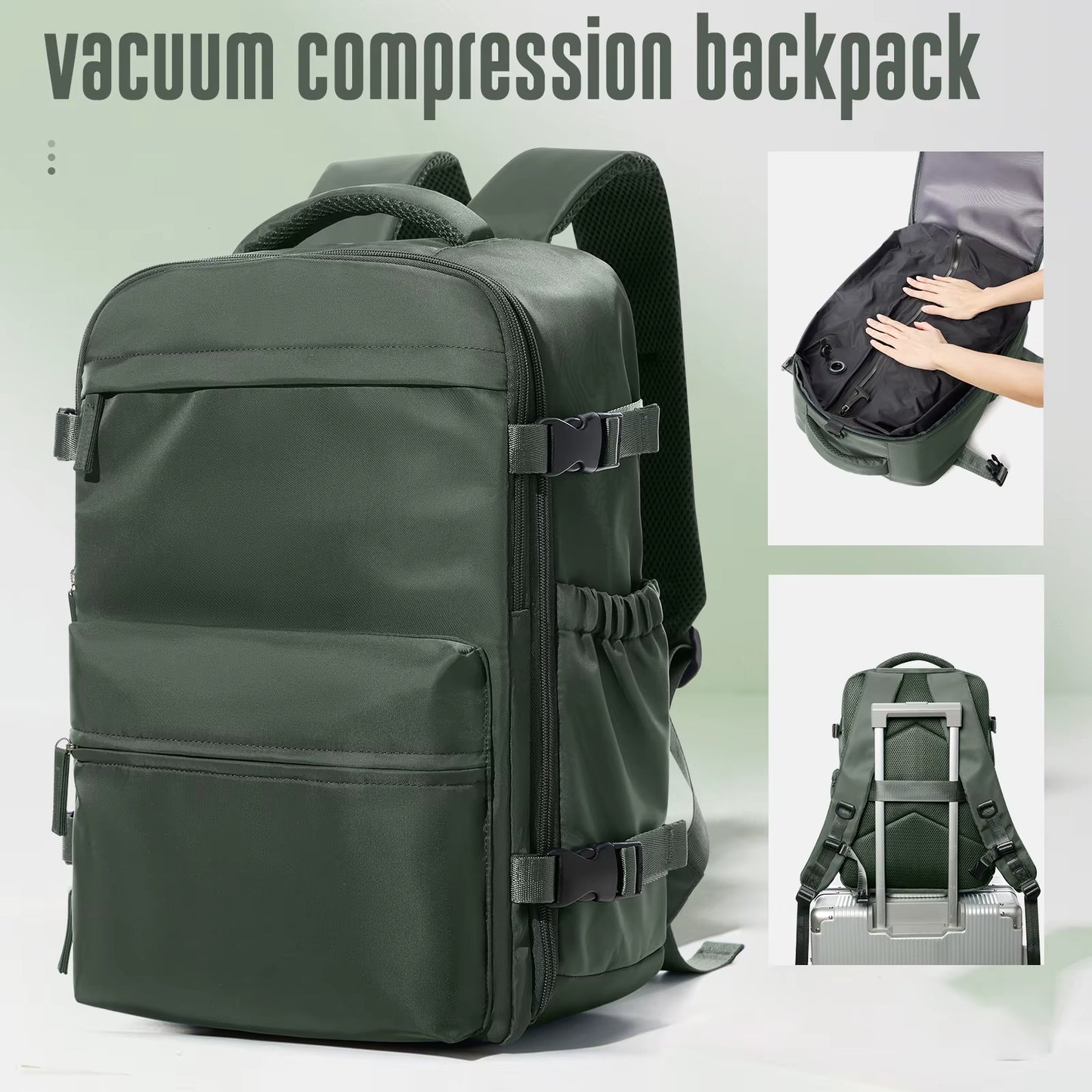 Vacuum Backpack Travel Bag for Men Large Capacity Backpack Business Laptop Backpack Women Men Expandable Backpack School Bag